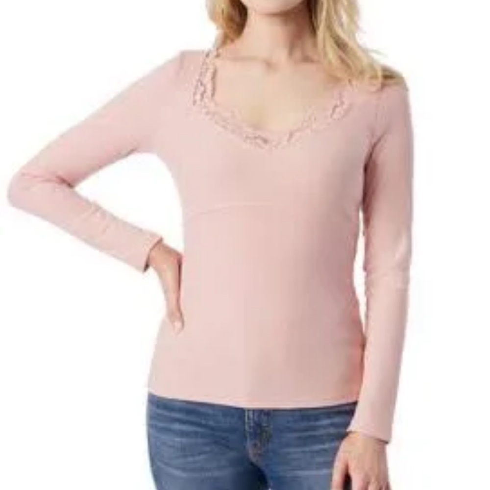 Jessica Simpson Blush Lace Trim Top